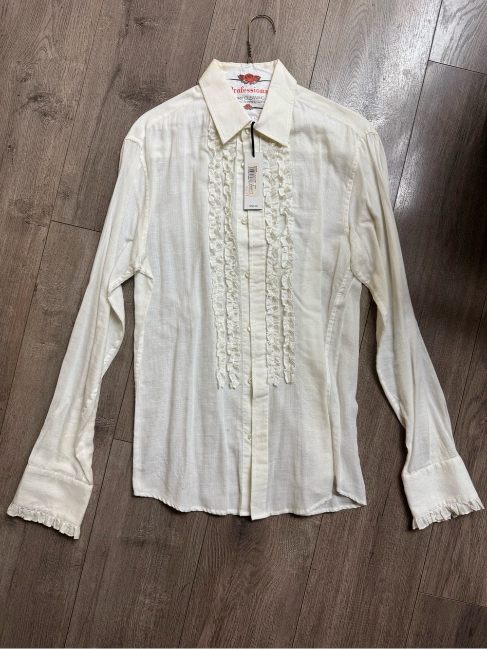 Mr Turk NWT Cream Ruffle Front Button-Up Shirt